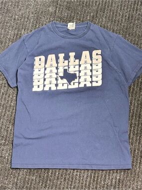Delta Pro Weight Crewneck Tee in Blue with Red Logo